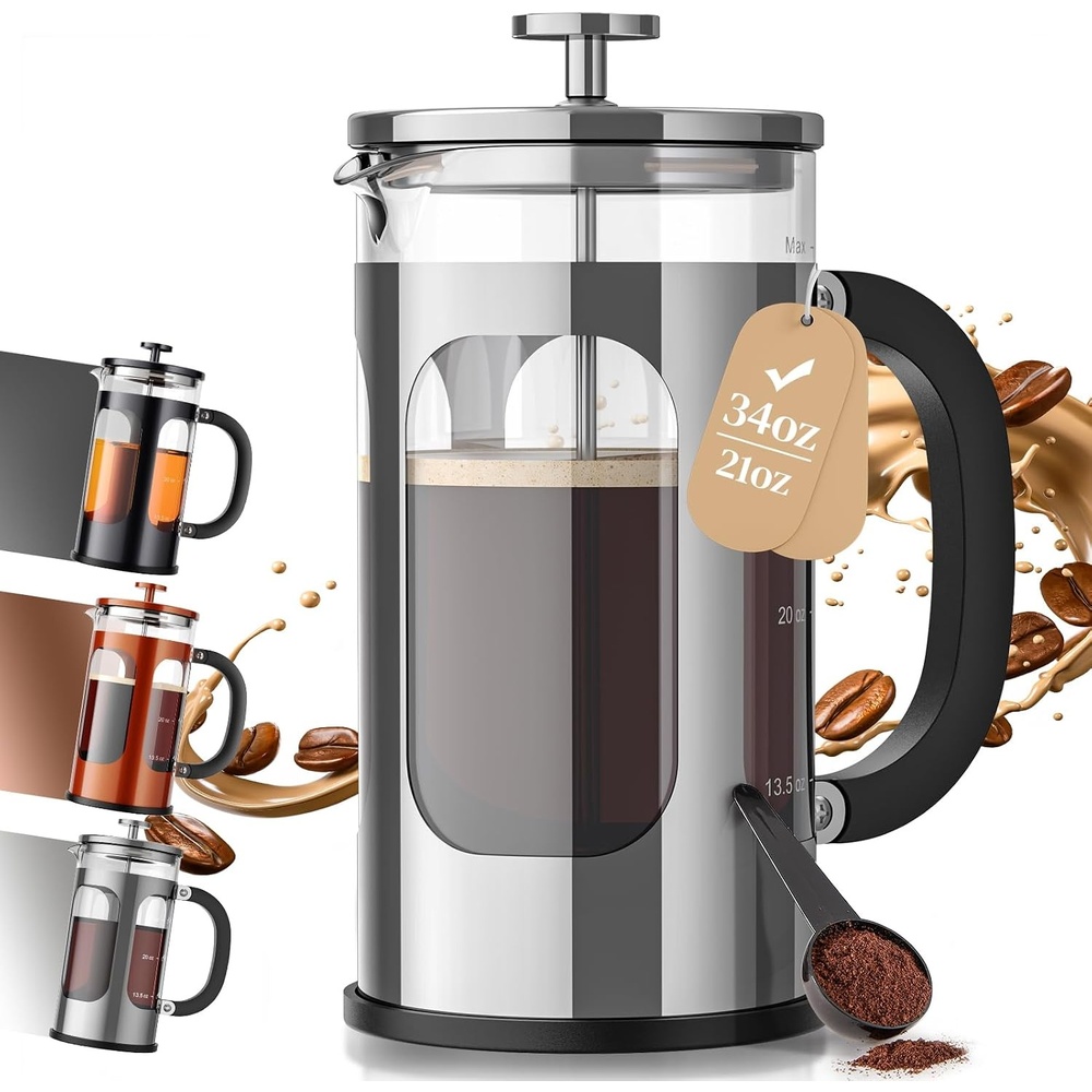 image:imageVeken French Press Coffee Maker No Plastic Touching Cafe34oz 1 L CafeteraSilver