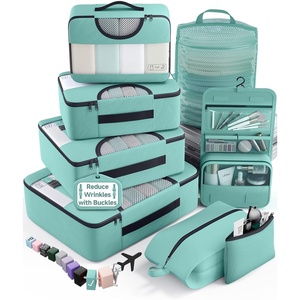Veken 10 Set Packing Cubes for Travel Essentials, Suitcase Organizer Bags in 4 Sizes, Carry-On Luggage Accessories with Laundry Bag, Airplane Must Have with 99-Count Mesh Holes(08 Light Teal)