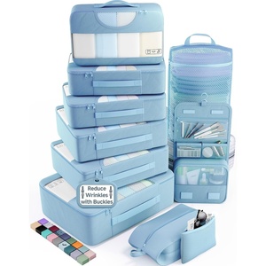 Veken 10 Set Packing Cubes for Travel Essentials, Suitcase Organizer Bags in 4 Sizes, Carry-On Luggage Accessories with Laundry Bag, Airplane Must Have with 99-Count Mesh Holes(06 Starlight Bluen)