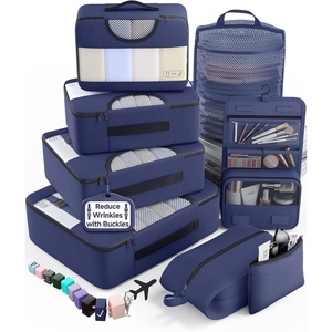 Veken 4 Set/6 Set /8 Set /9 Set /10 Set /11 Set Packing Cubes for Travel Essentials, 10 Set, 02 Cream(05 Indigo Blue)