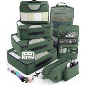 Veken 4 Set/6 Set /8 Set /9 Set /10 Set /11 Set Packing Cubes for Travel Essentials, 10 Set, 02 Cream(07 Jungle Green)