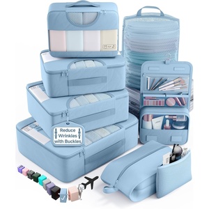 Veken 4 Set/6 Set /8 Set /9 Set /10 Set /11 Set Packing Cubes for Travel Essentials, 10 Set, 02 Cream(10 Starlight Bluen)