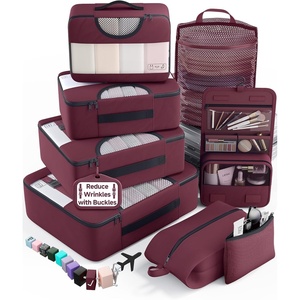 Veken 4 Set/6 Set /8 Set /9 Set /10 Set /11 Set Packing Cubes for Travel Essentials, 10 Set, 02 Cream(11 Wine Red)