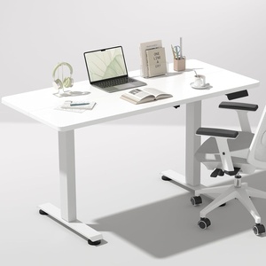 Veken 47.2 Inch Electric Standing Desk, Height Adjustable Sit Stand Up, Wood Desktop, Work Home Office Computer PC Desks, Gaming Writing Study Bedroom Rising Table, Tall Standup Workstation, White(White)