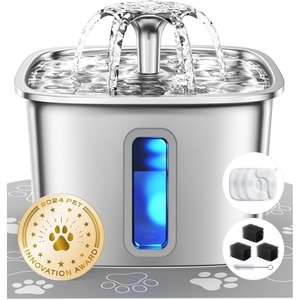 Veken Innovation Award Winner Stainless Steel Cat Water Fountain, 108oz(Silver)
