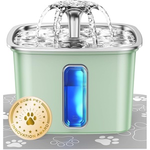 Veken Innovation Award Winner Stainless Steel Cat Water Fountain, 108oz(Tea Green)