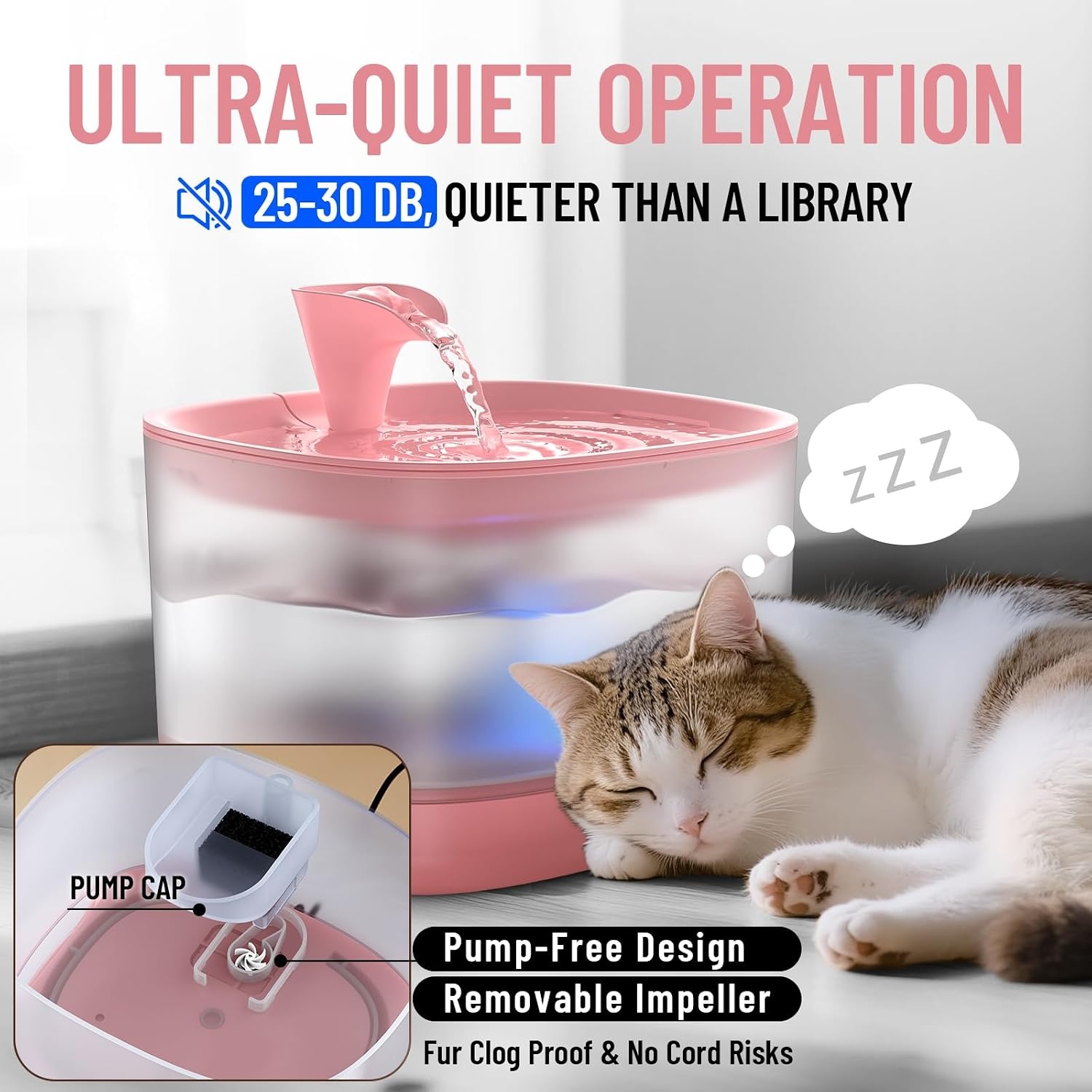 image:imageVeken 85oz25L Cat Water Fountain with Detachable Tank amp Secure ClipsRed