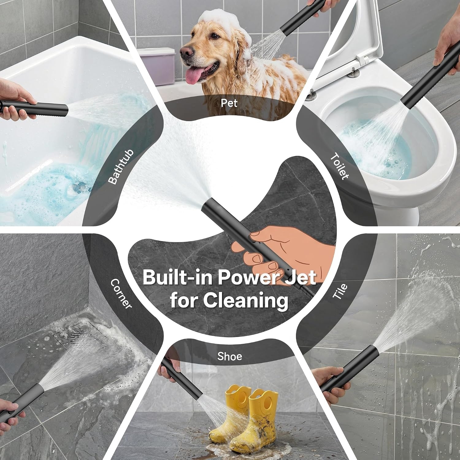 image:imageVeken All Metal 10 Luxurious Rain Shower Head with Handheld SpraySquareBlack Matte