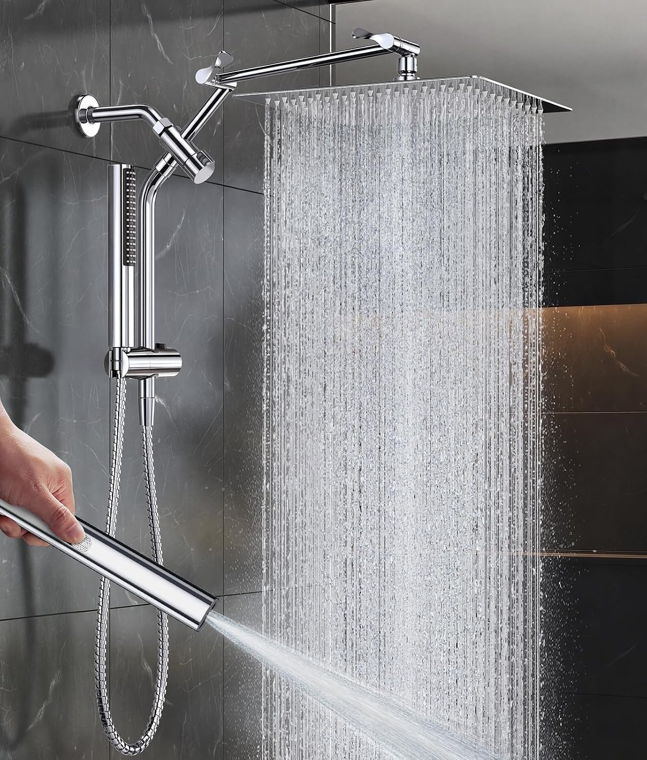 image:imageVeken All Metal 10 Luxurious Rain Shower Head with Handheld SpraySquareChrome
