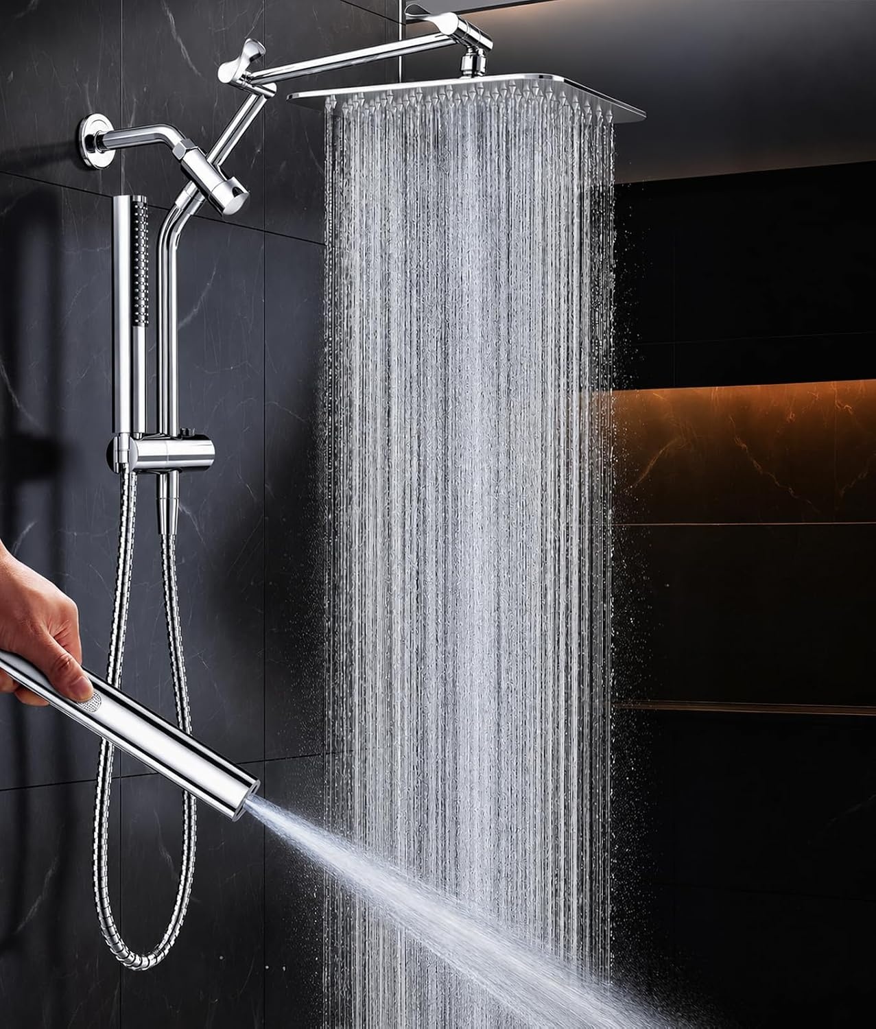 image:imageVeken All Metal 10 Luxurious Rain Shower Head with Handheld SpraySquareChrome