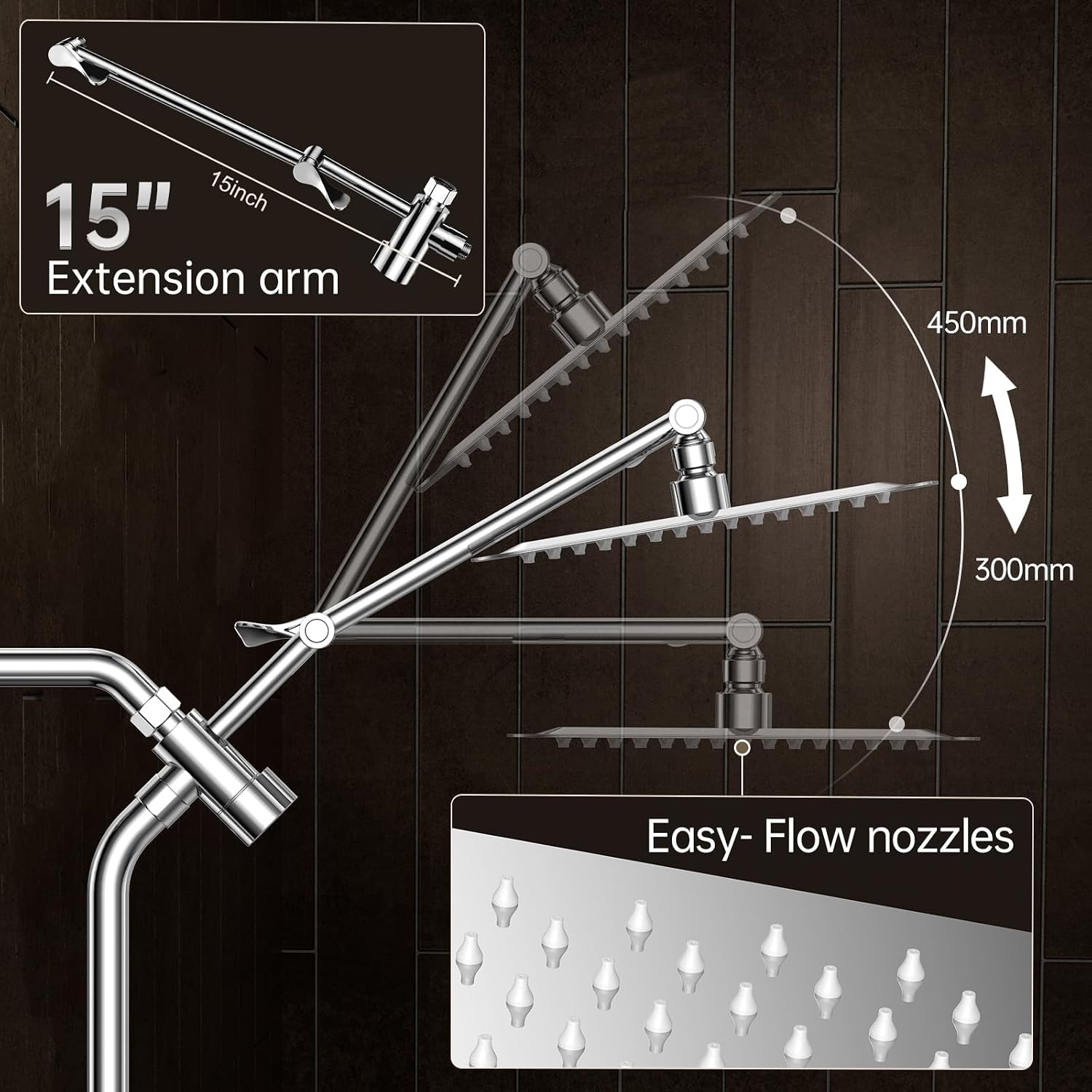 image:imageVeken All Metal 10 Luxurious Rain Shower Head with Handheld SpraySquareChrome