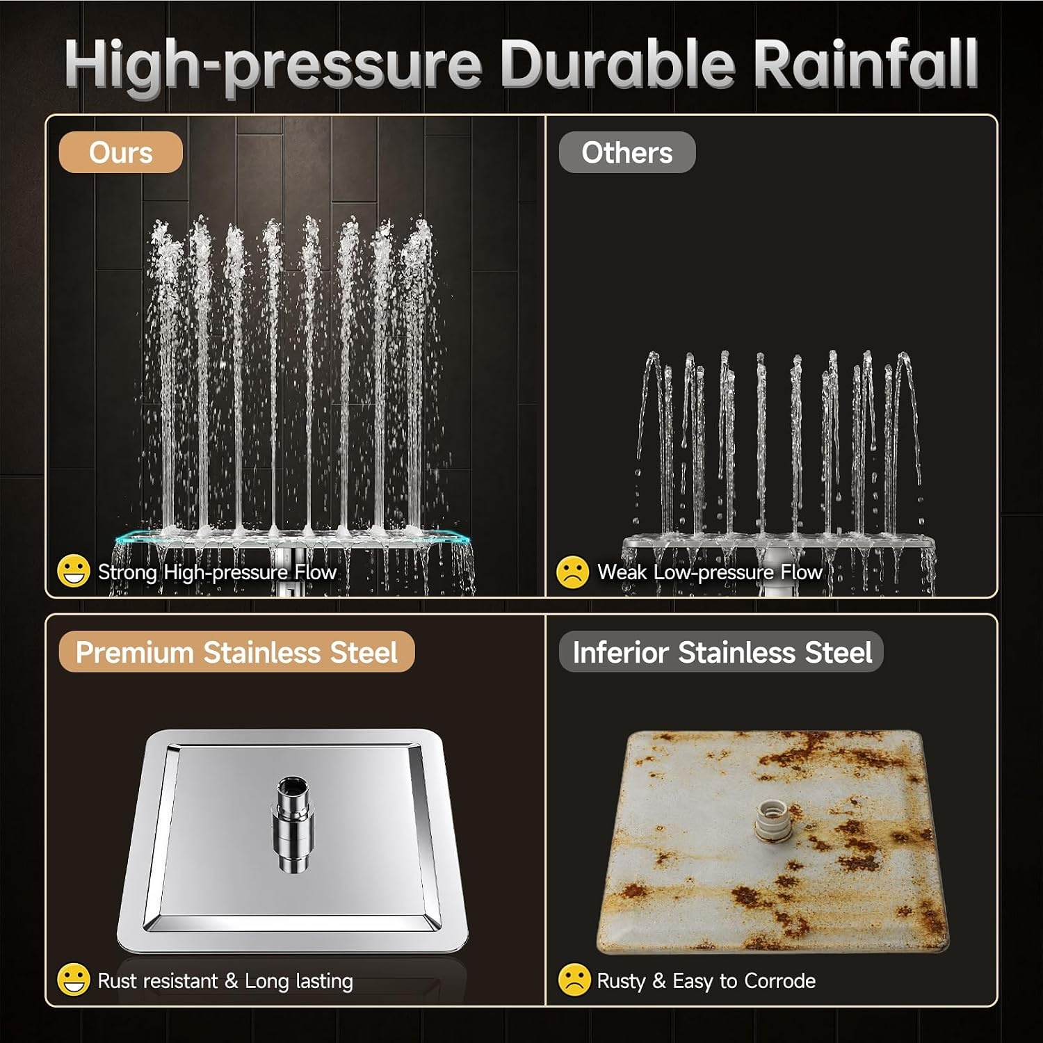 image:imageVeken All Metal 10 Luxurious Rain Shower Head with Handheld SpraySquareChrome