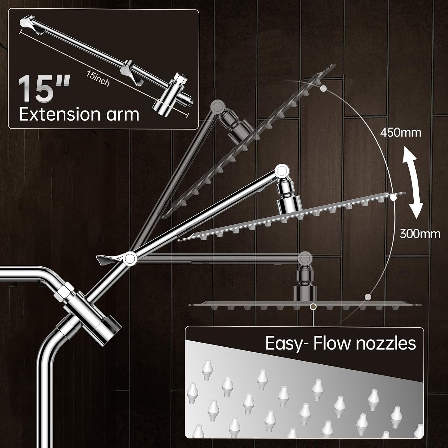 image:imageVeken All Metal 10 Luxurious Rain Shower Head with Handheld SpraySquareChrome