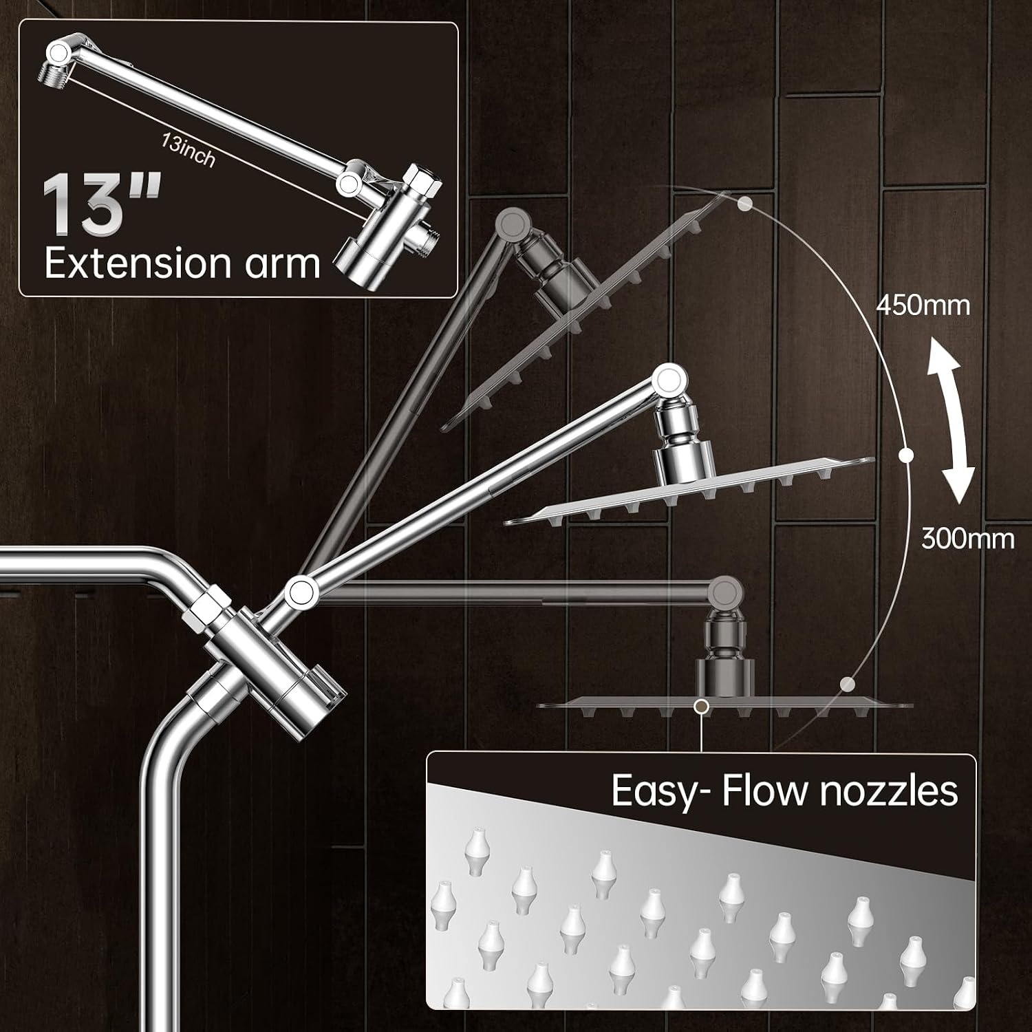 image:imageVeken All Metal 10 Luxurious Rain Shower Head with Handheld SpraySquareChrome