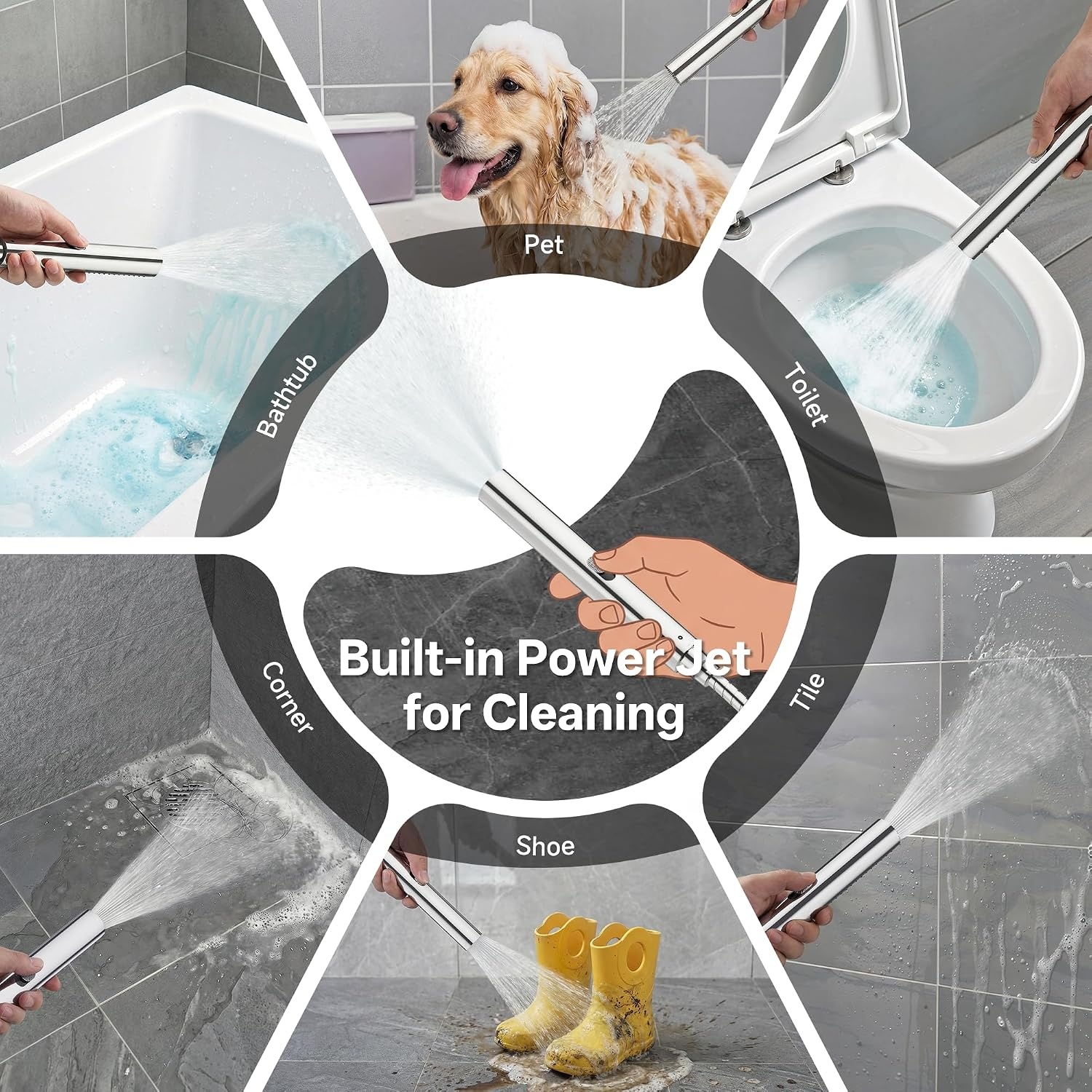 image:imageVeken All Metal 10 Luxurious Rain Shower Head with Handheld SpraySquareChrome