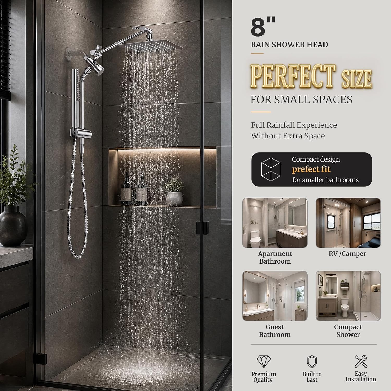 image:imageVeken All Metal 10 Luxurious Rain Shower Head with Handheld SpraySquareChrome
