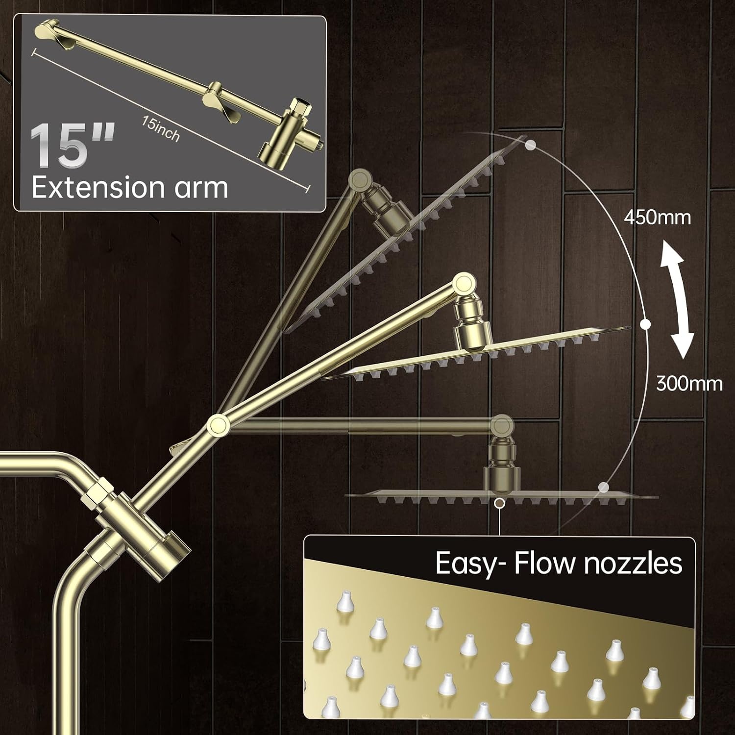 image:imageVeken All Metal 10 Luxurious Rain Shower Head with Handheld SpraySquareGoldbrushed