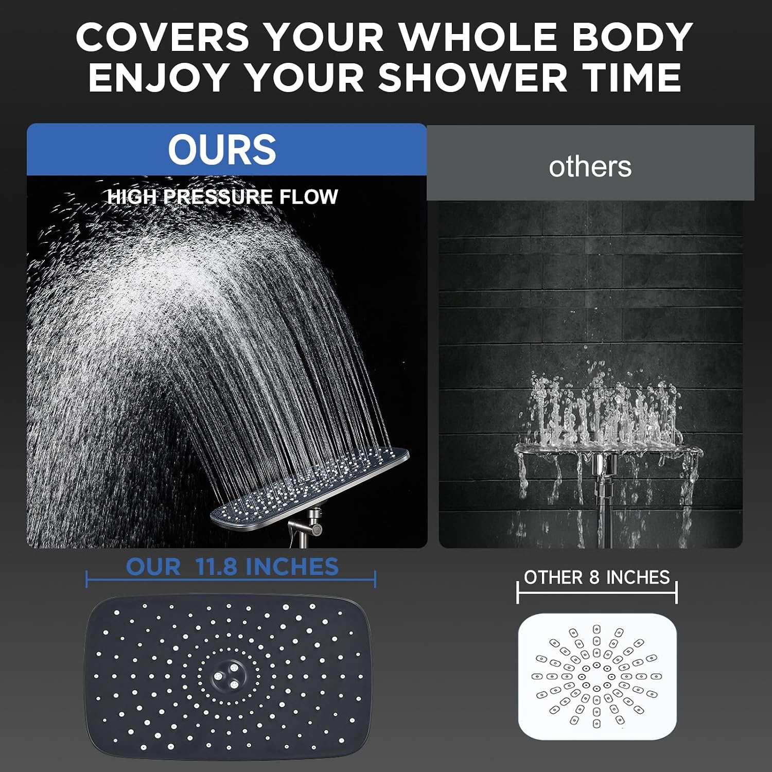 image:imageVeken Gold 118 High Pressure Shower Head with Handheld LeakProof DesignGunmetal Gray
