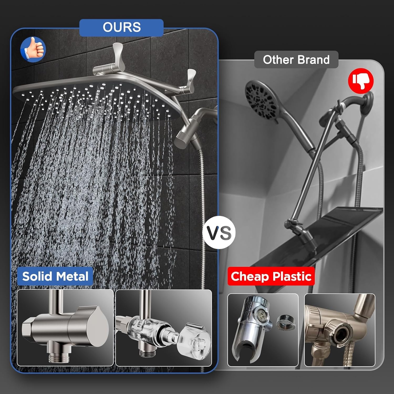 image:imageVeken Gold 118 High Pressure Shower Head with Handheld LeakProof DesignStarlight
