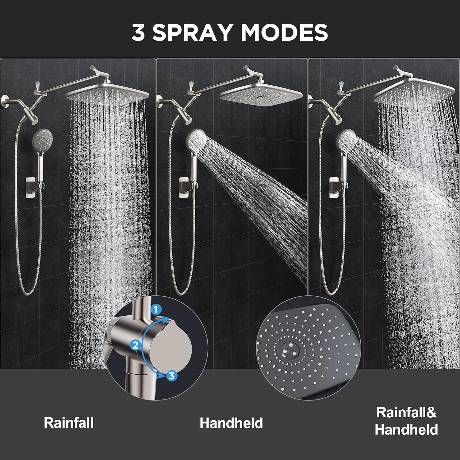 image:imageVeken Gold 118 High Pressure Shower Head with Handheld LeakProof DesignStarlight