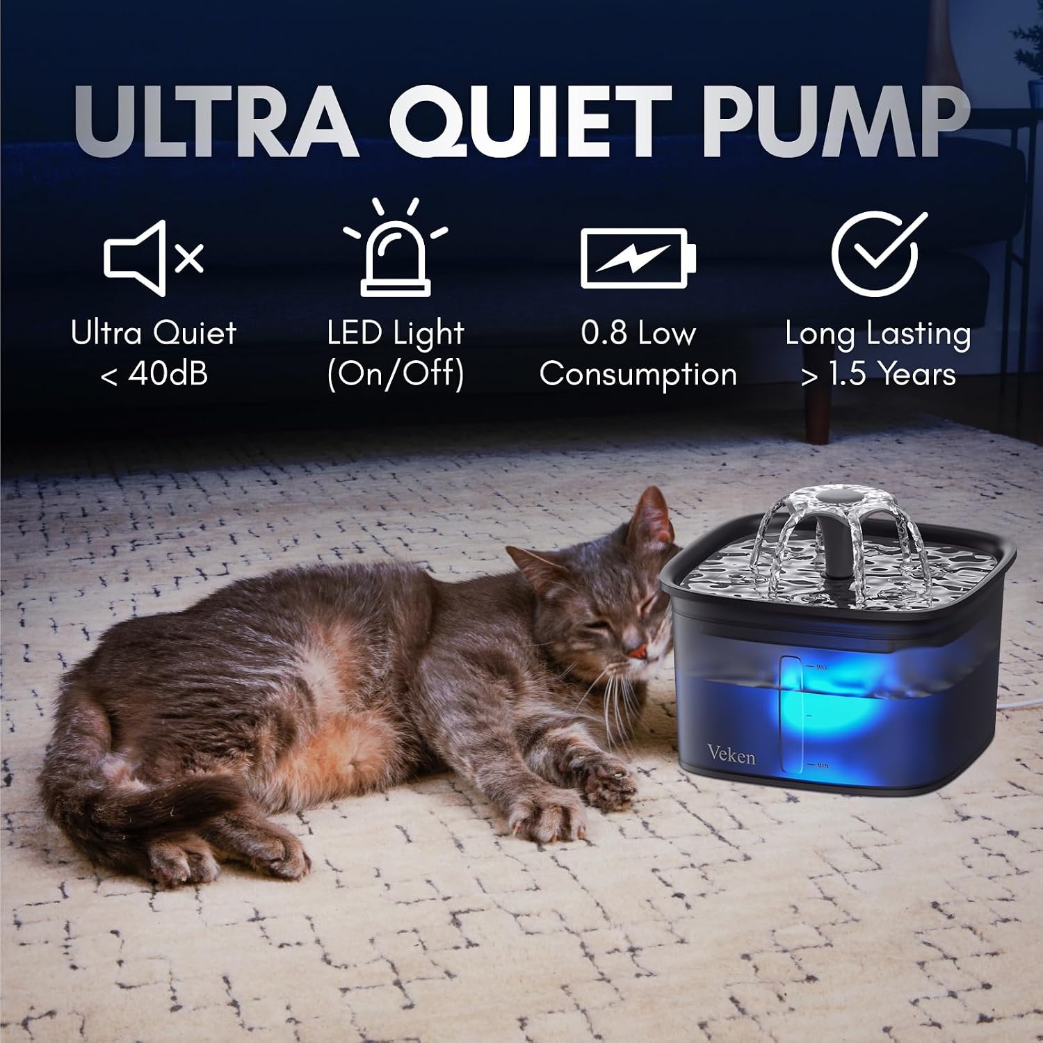 image:imageVeken Innovation Award Winner 95oz28L Cat Water FountainSpace Black