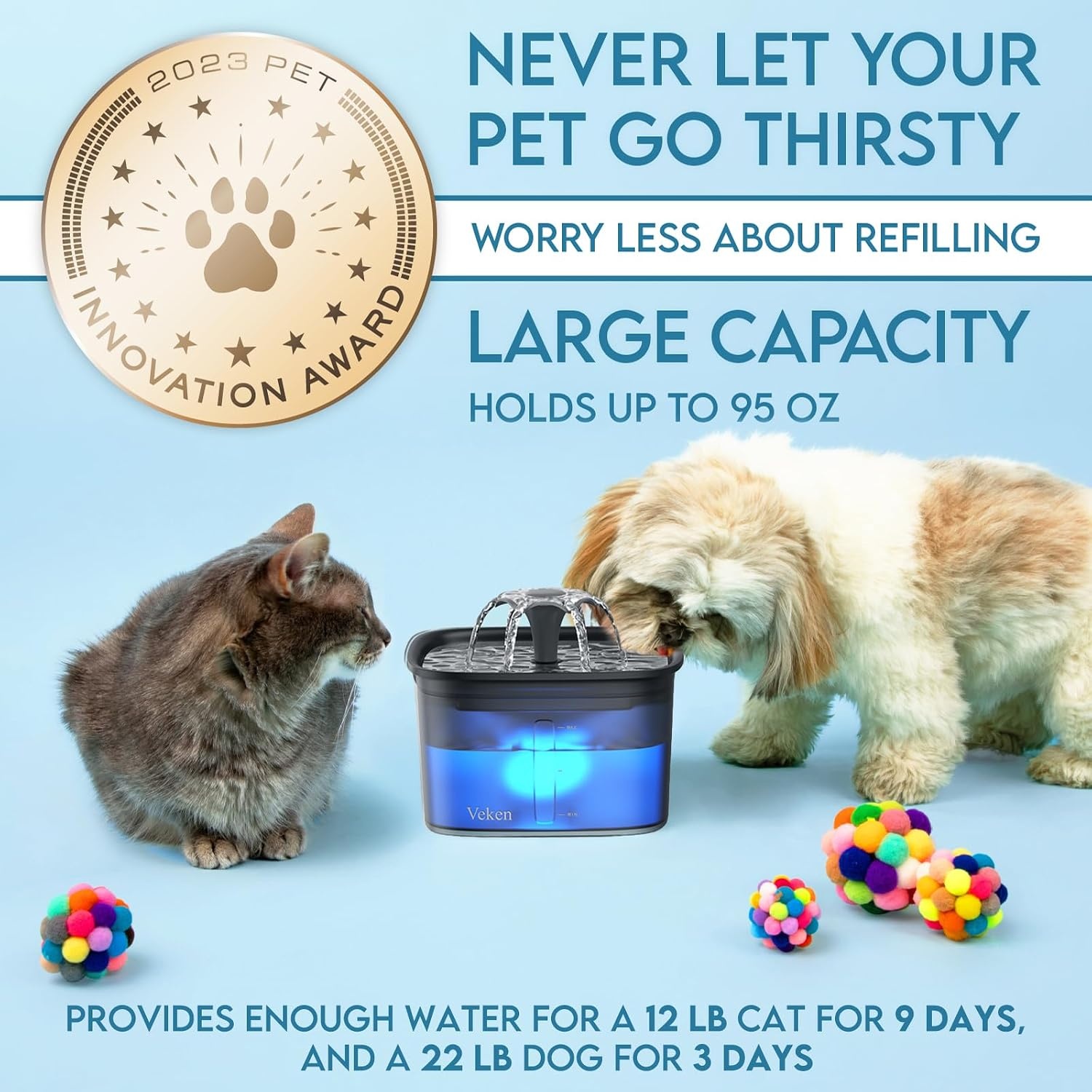 image:imageVeken Innovation Award Winner 95oz28L Cat Water FountainSpace Black