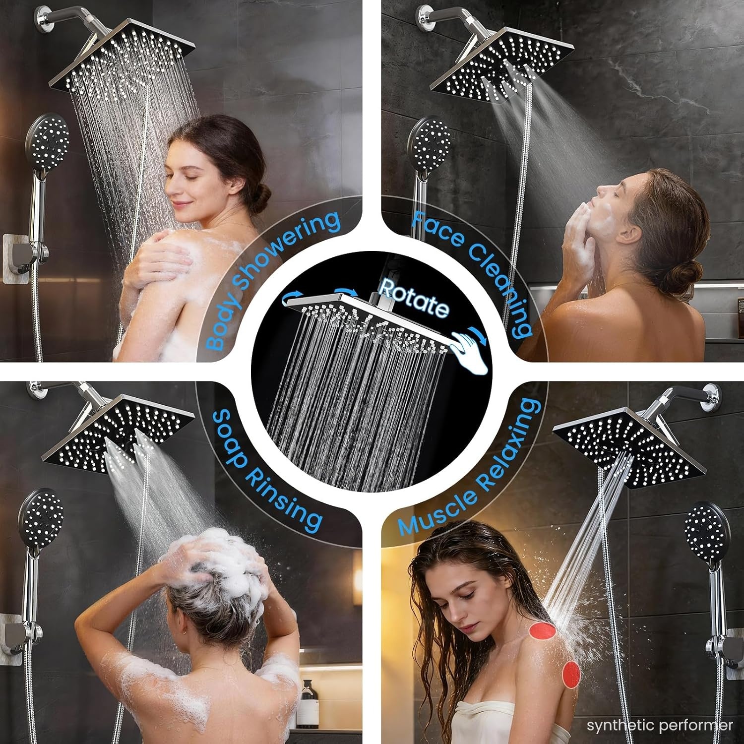 image:imageVeken MultiFunction Shower Head with Handheld High Pressure StarlightChrome