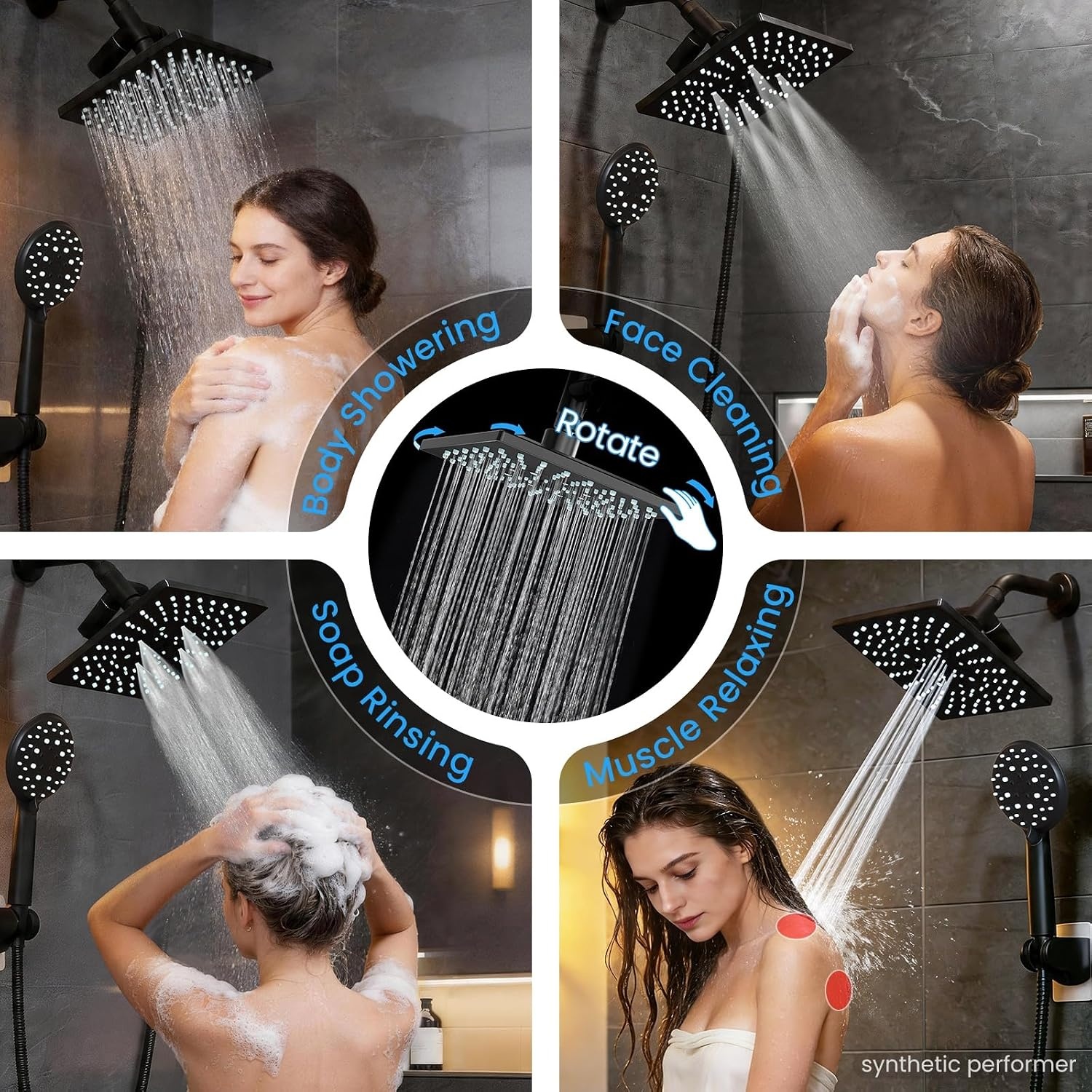 image:imageVeken MultiFunction Shower Head with Handheld High Pressure StarlightMatte Black