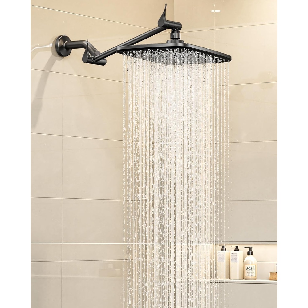 image:imageVeken 118 Rainfall Shower Head 11 Stainless Steel Exension ArmMatte Black