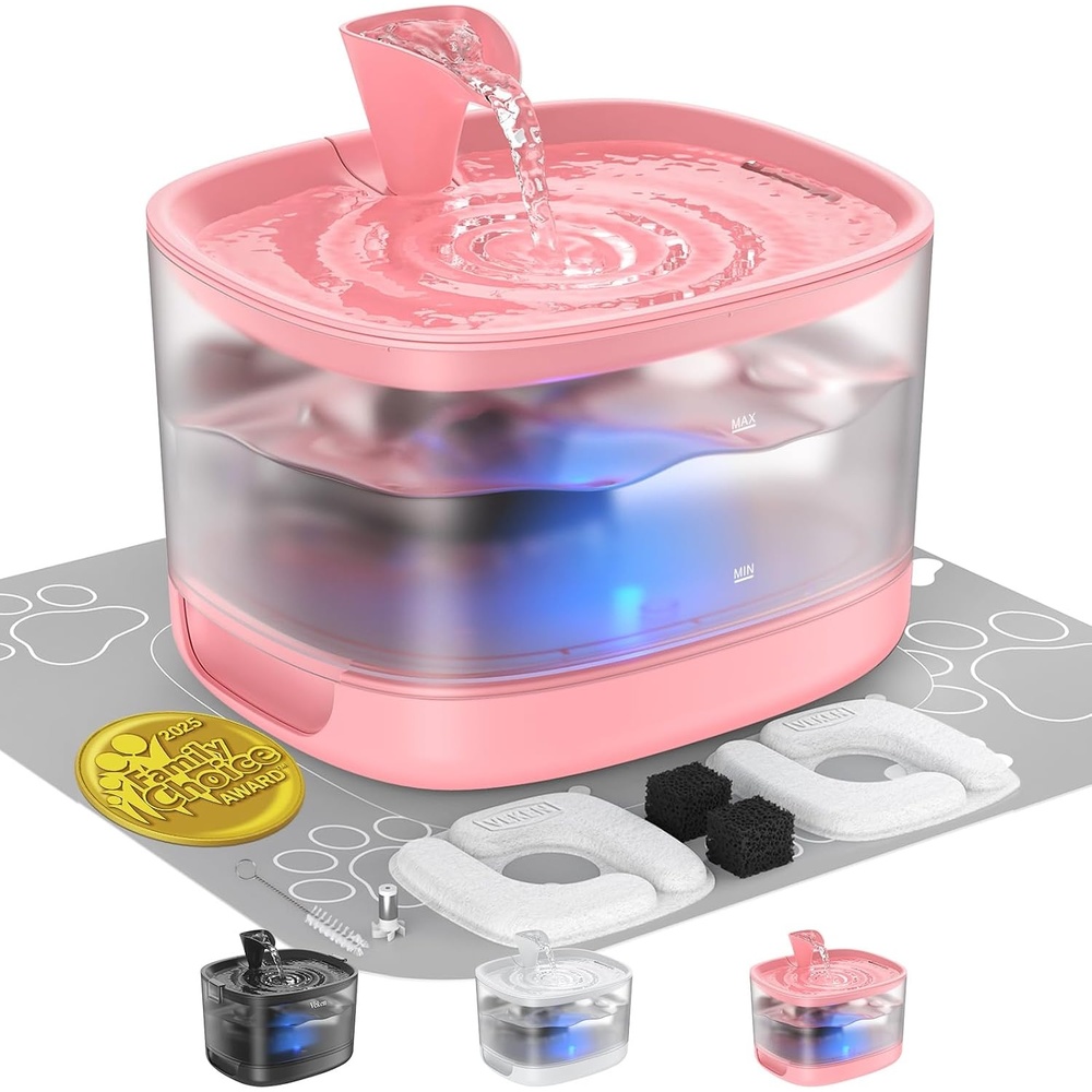 image:imageVeken 85oz25L Cat Water Fountain with Detachable Tank amp Secure ClipsRed