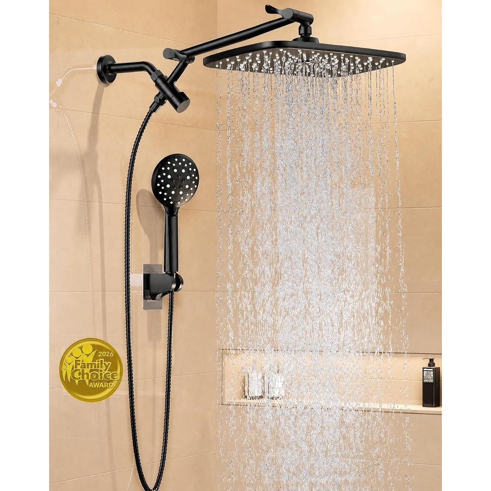 image:imageVeken Gold 118 High Pressure Shower Head with Handheld LeakProof DesignMatte Black