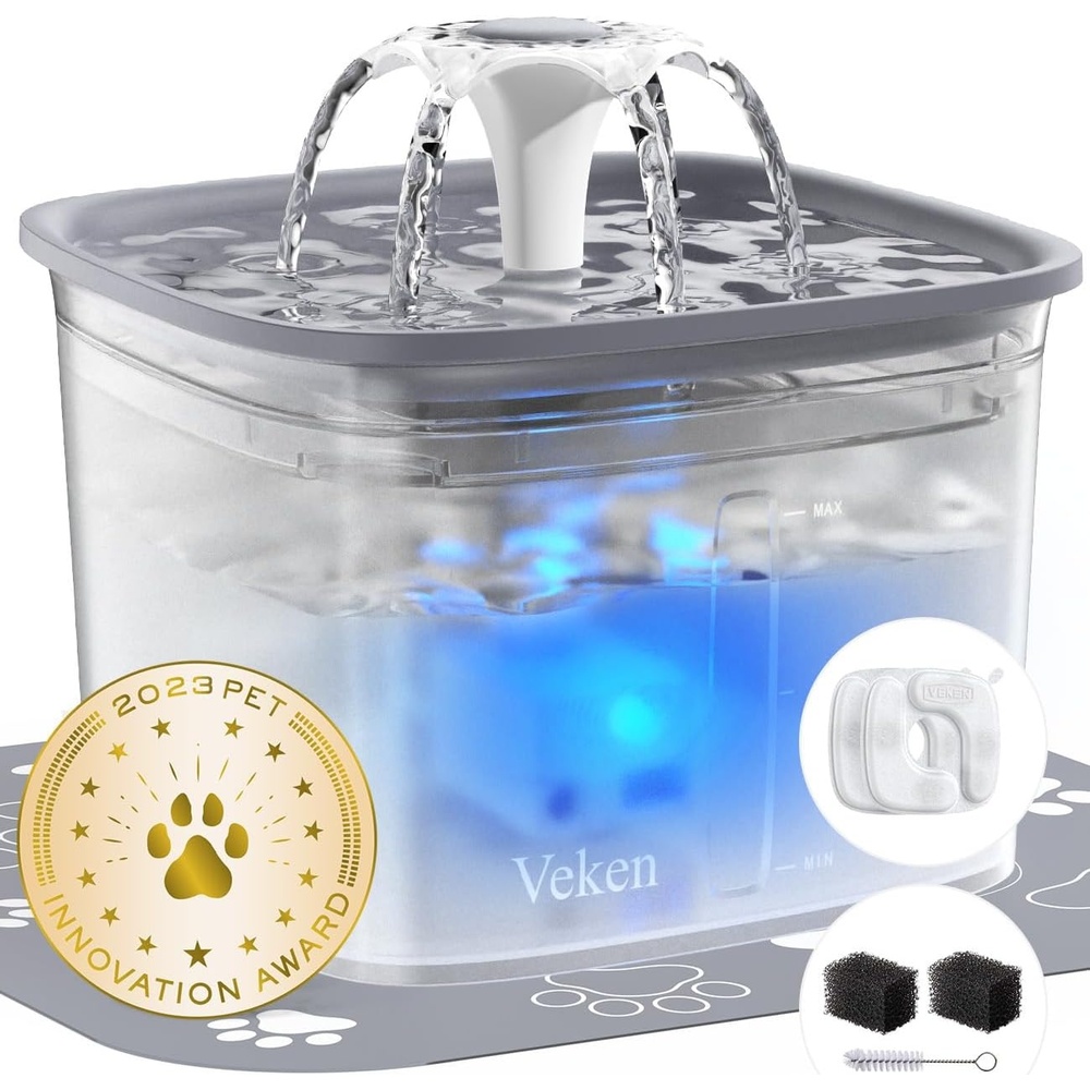 image:imageVeken Innovation Award Winner 95oz28L Cat Water FountainTransparent Grey