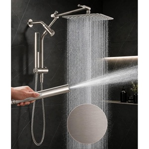 Veken All Metal 10″ Luxurious Rain Shower Head with Handheld Spray,Square(Brushed Nickel)