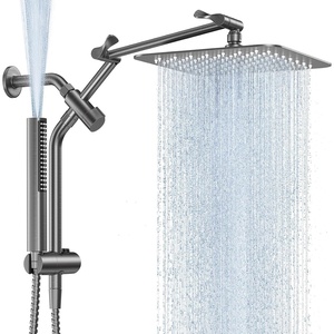 Veken All Metal 10″ Luxurious Rain Shower Head with Handheld Spray,Square(Premium Grey)