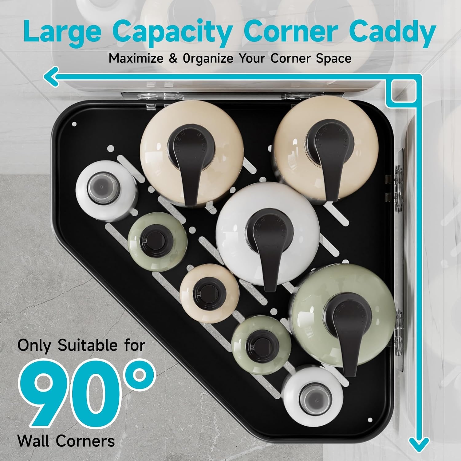image:imageVeken Shower Caddy 5Pack Bathroom Organizers and Storage Shelves BlackBlack