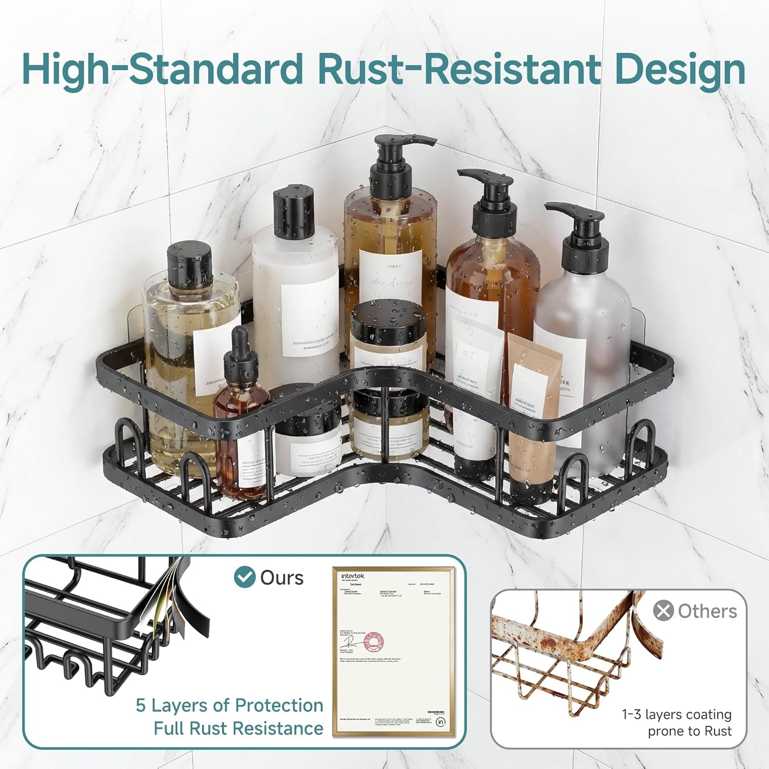 image:imageVeken Shower Caddy 5Pack Bathroom Organizers and Storage Shelves BlackBlack