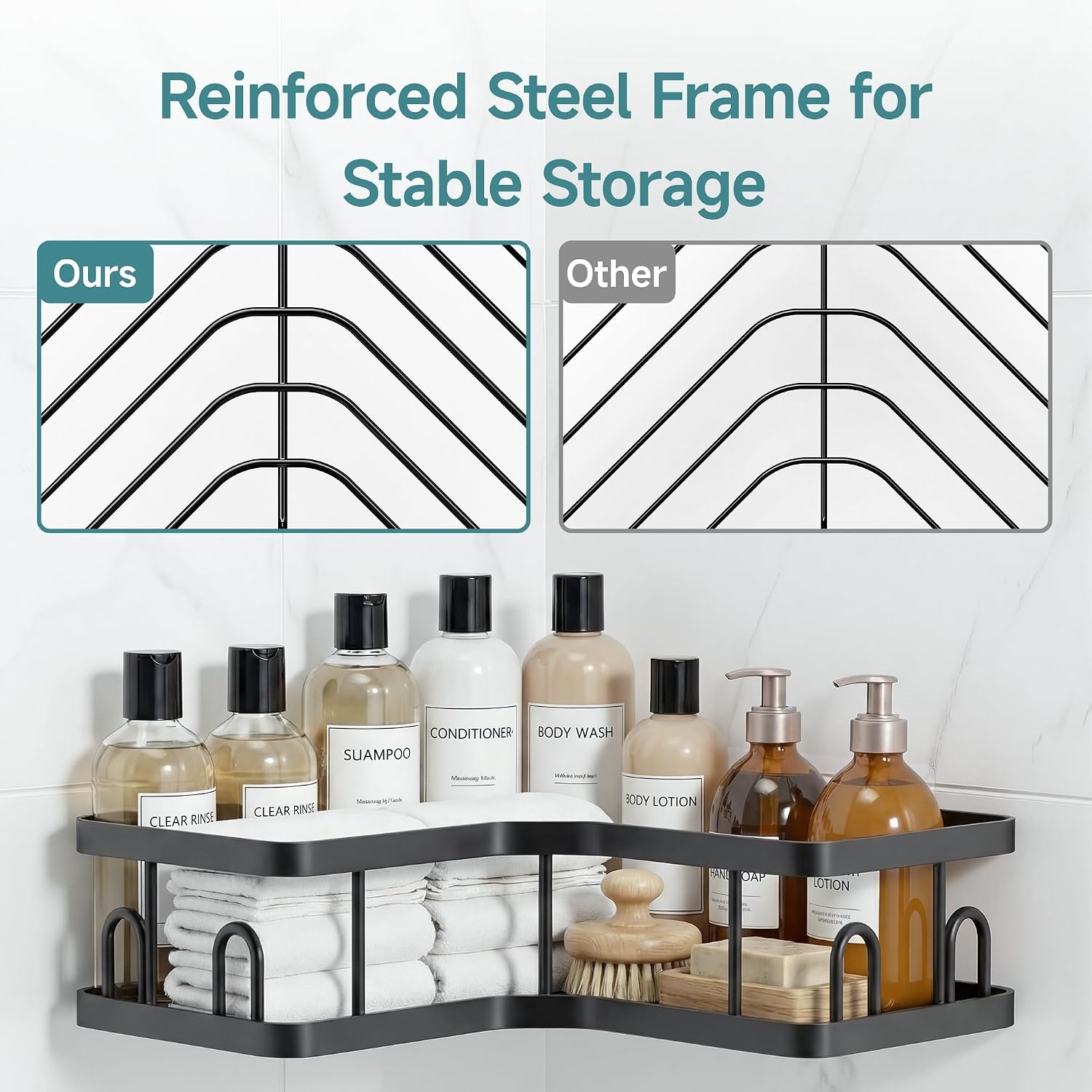 image:imageVeken Shower Caddy 5Pack Bathroom Organizers and Storage Shelves BlackBlack