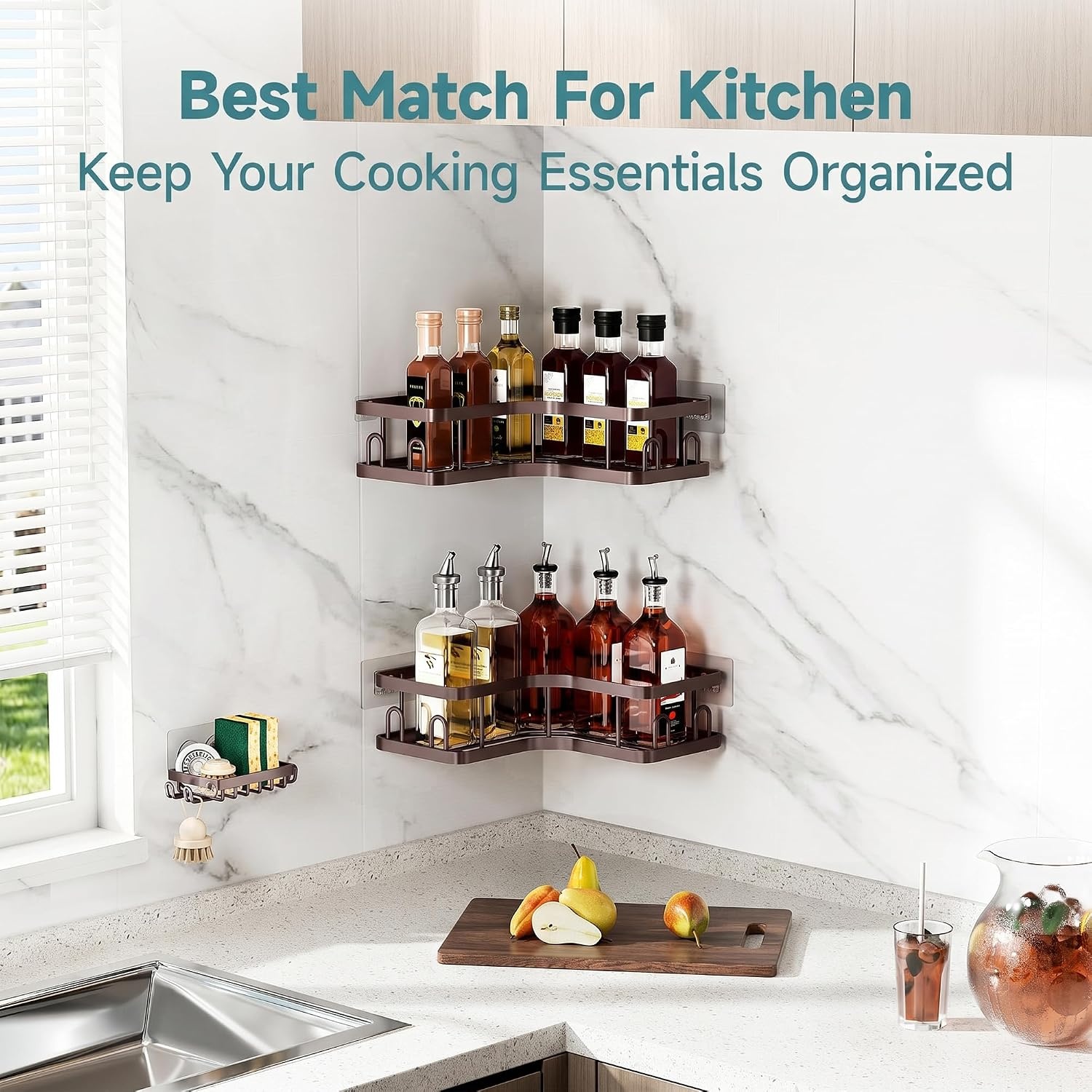 image:imageVeken Shower Caddy 5Pack Bathroom Organizers and Storage Shelves BlackBrown