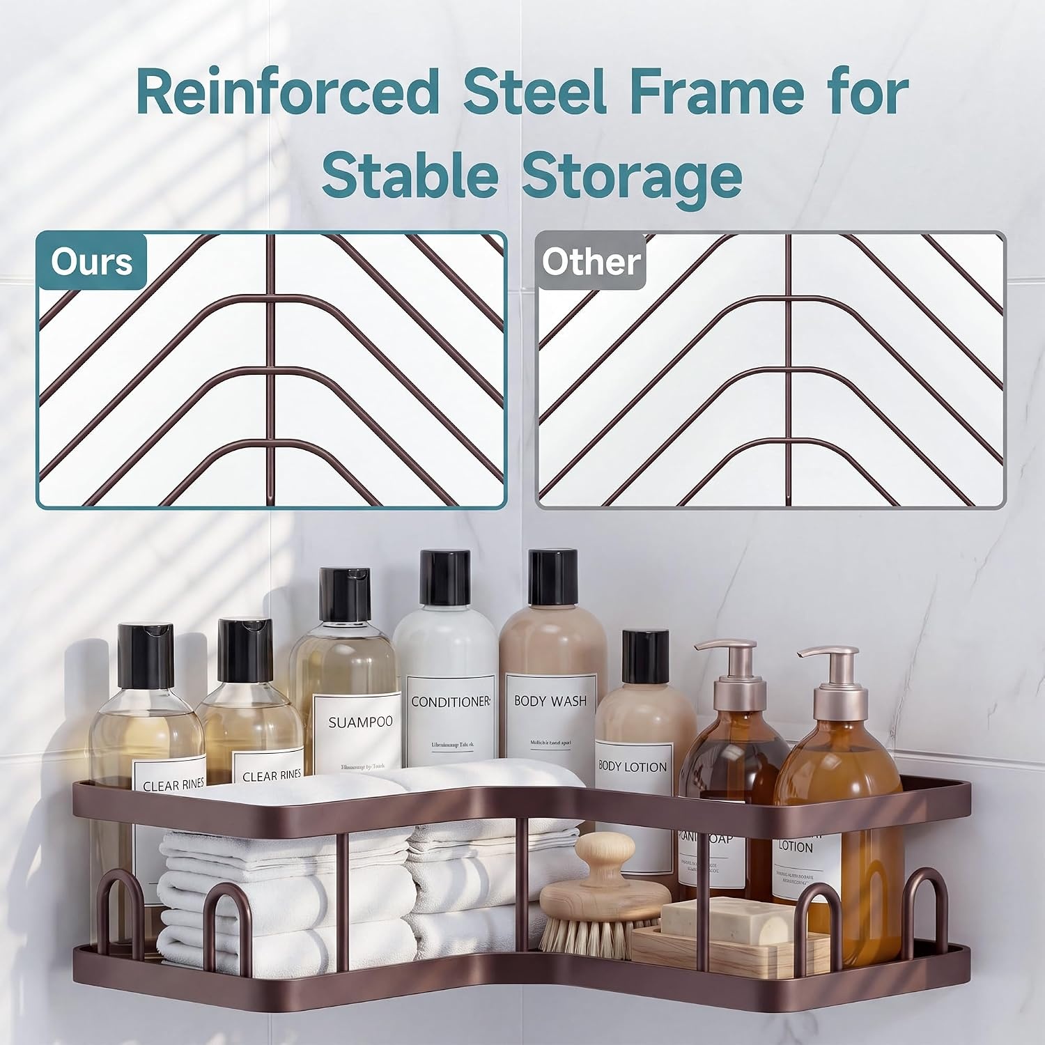 image:imageVeken Shower Caddy 5Pack Bathroom Organizers and Storage Shelves BlackBrown