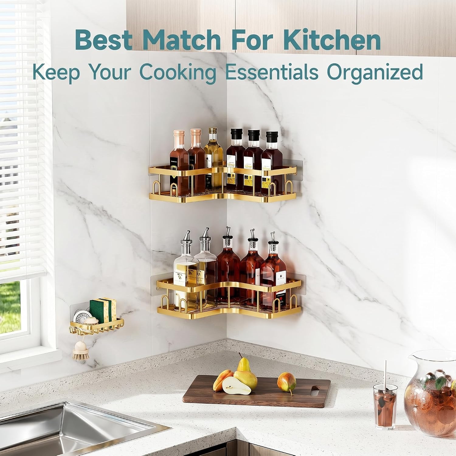 image:imageVeken Shower Caddy 5Pack Bathroom Organizers and Storage Shelves BlackGold