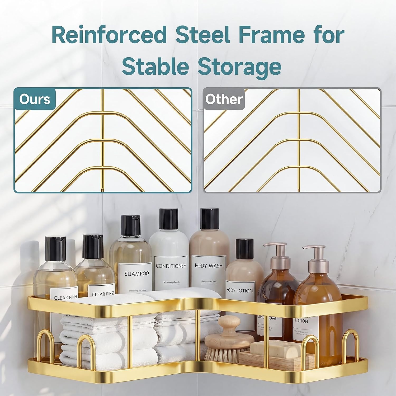 image:imageVeken Shower Caddy 5Pack Bathroom Organizers and Storage Shelves BlackGold