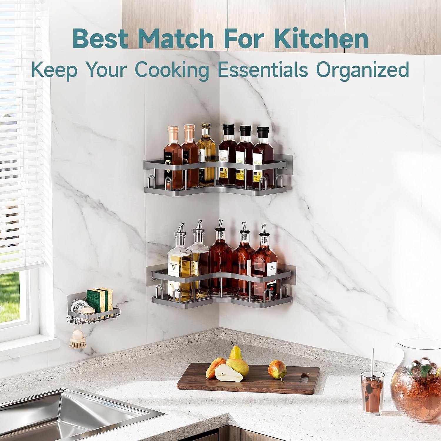 image:imageVeken Shower Caddy 5Pack Bathroom Organizers and Storage Shelves BlackGrey