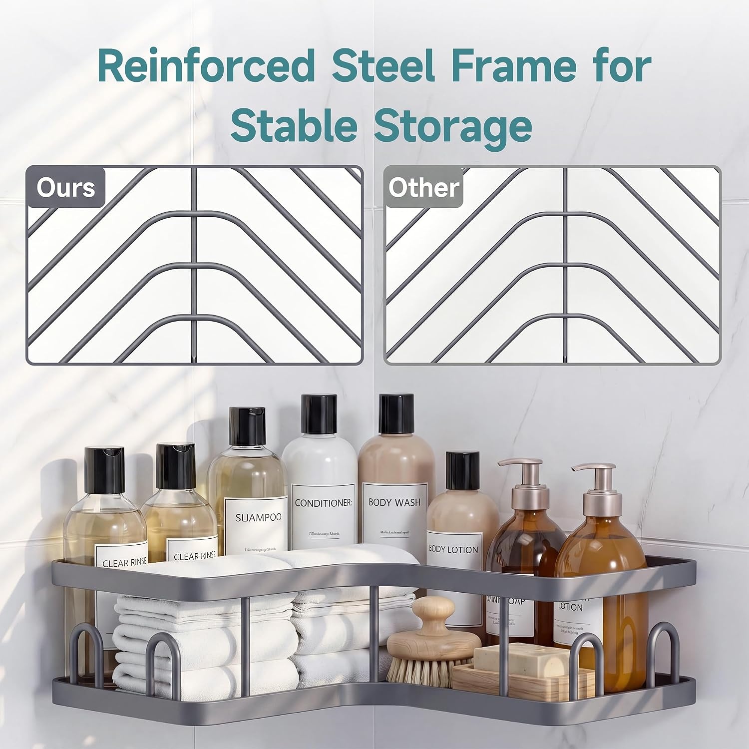 image:imageVeken Shower Caddy 5Pack Bathroom Organizers and Storage Shelves BlackGrey