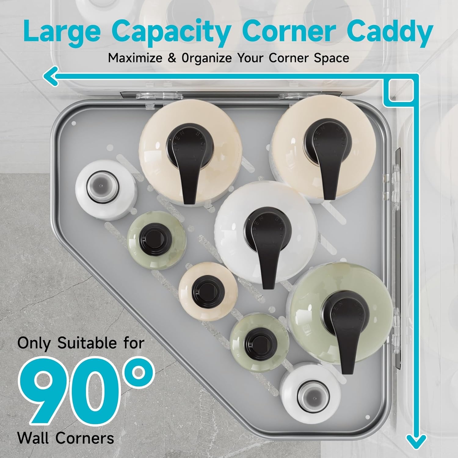 image:imageVeken Shower Caddy 5Pack Bathroom Organizers and Storage Shelves BlackSilver