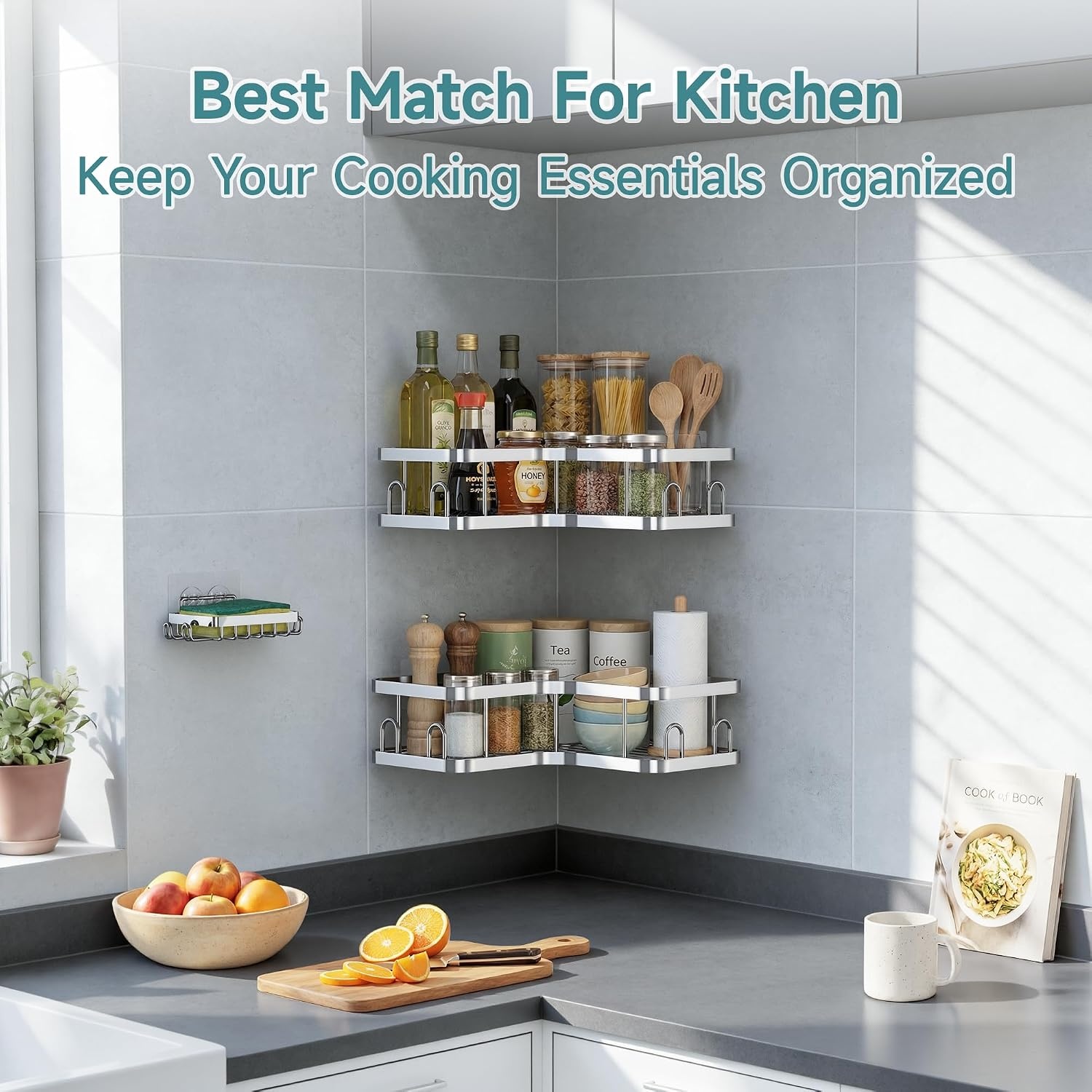 image:imageVeken Shower Caddy 5Pack Bathroom Organizers and Storage Shelves BlackSilver