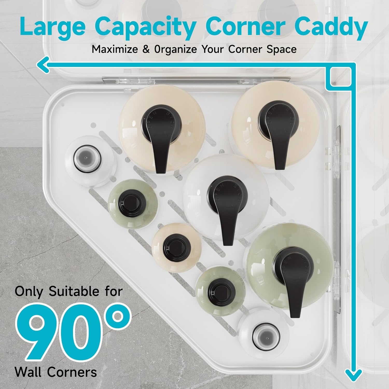 image:imageVeken Shower Caddy 5Pack Bathroom Organizers and Storage Shelves BlackWhite