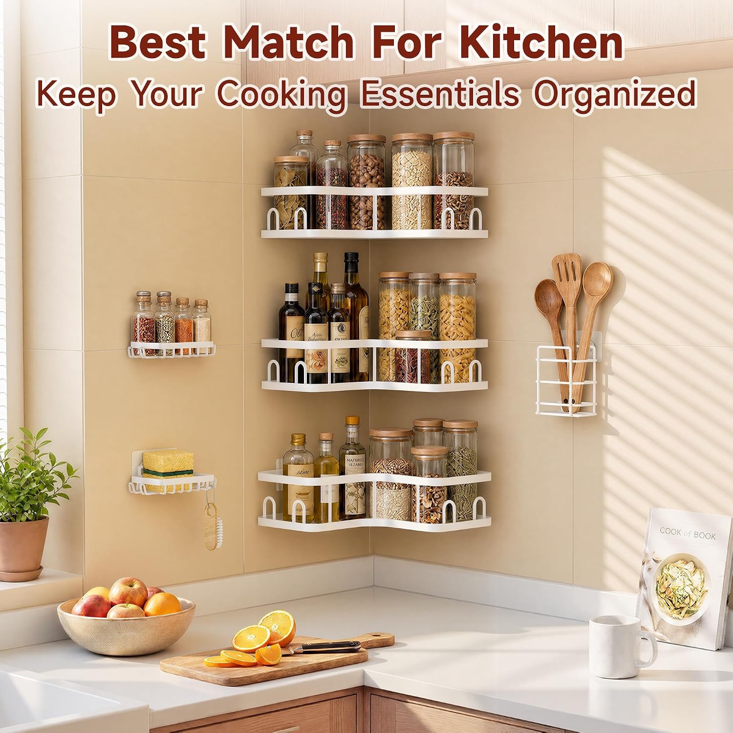 image:imageVeken Shower Caddy 5Pack Bathroom Organizers and Storage Shelves BlackWhite