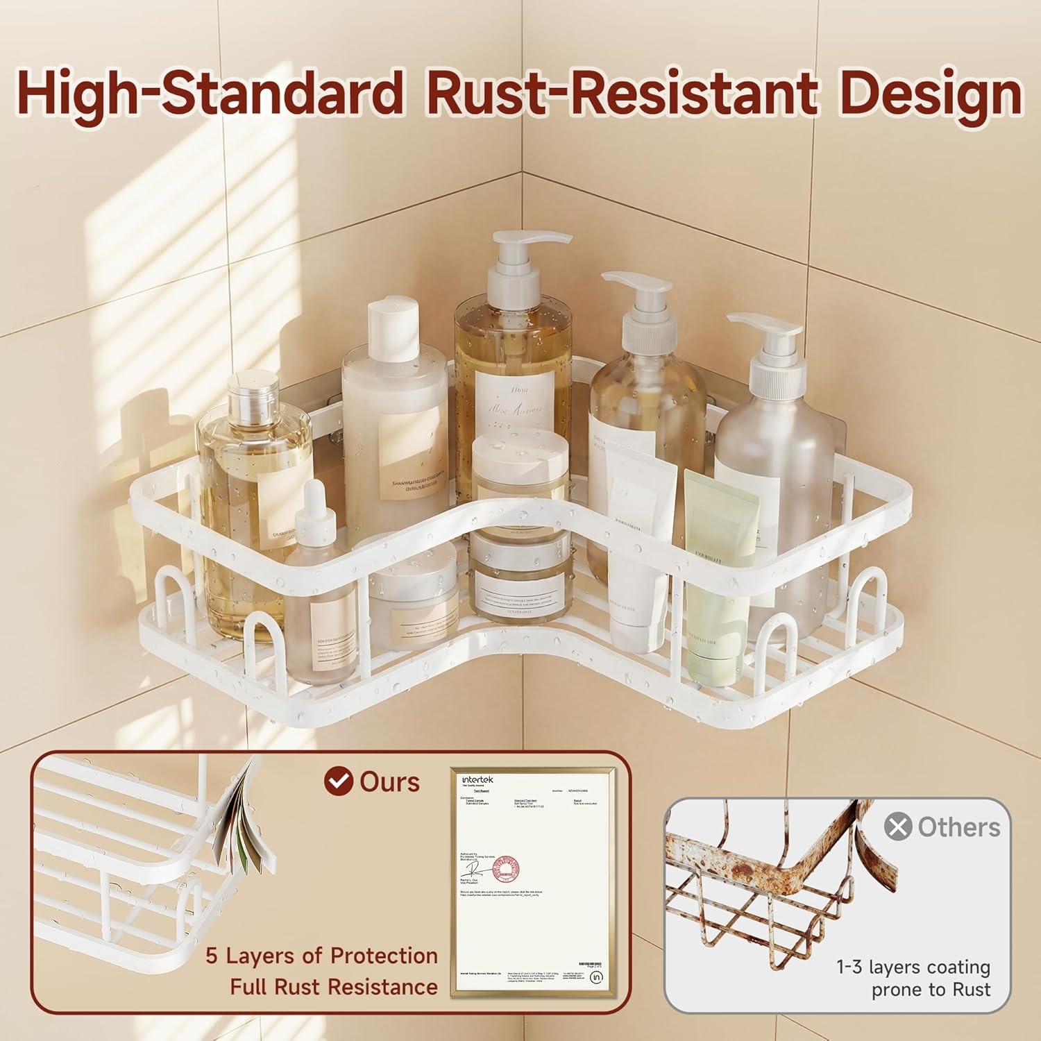 image:imageVeken Shower Caddy 5Pack Bathroom Organizers and Storage Shelves BlackWhite