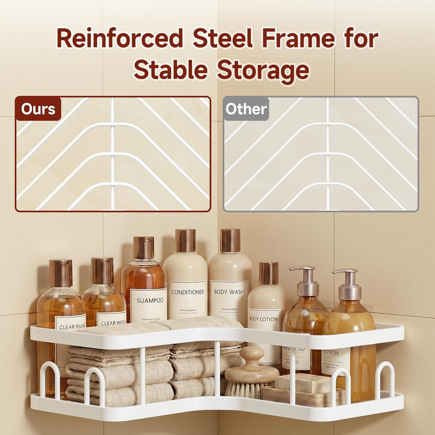 image:imageVeken Shower Caddy 5Pack Bathroom Organizers and Storage Shelves BlackWhite