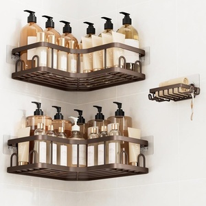 Veken Shower Caddy 5-Pack, Bathroom Organizers and Storage Shelves, Black(Brown)